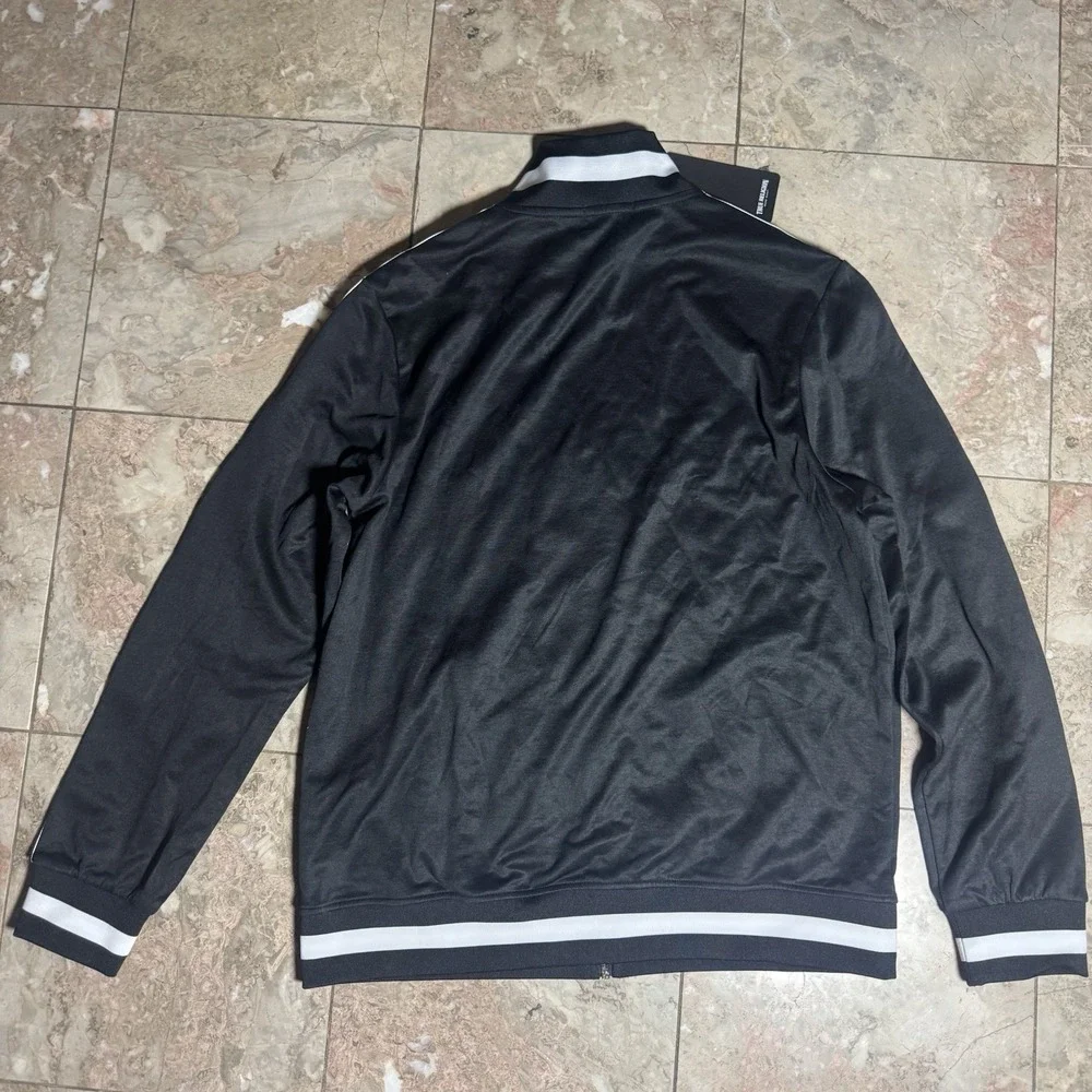 True Religion Tape Track Jacket Mens M Black Full Zip Logo NWT Style 506950